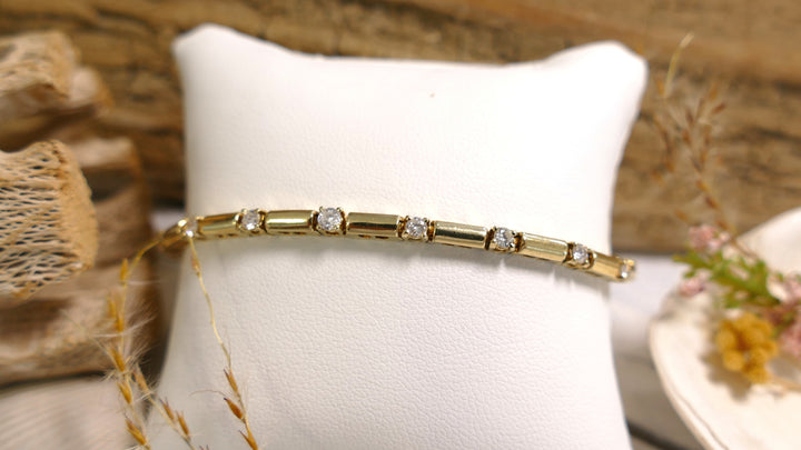 14k Yellow Gold Tennis Bar 17 Diamonds/1cttw Diamond Bracelet