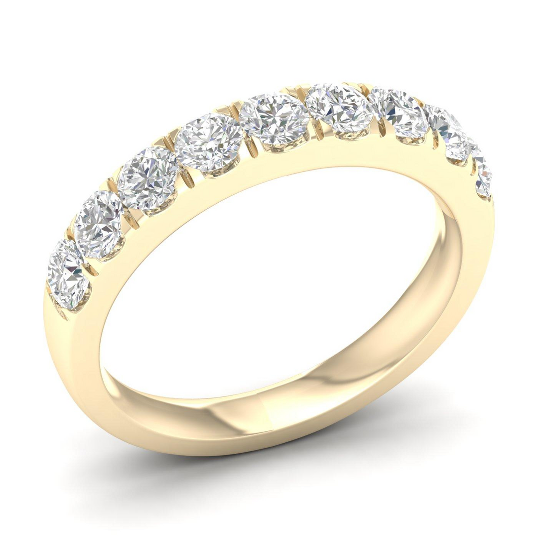 14k Yellow Gold Round Lab Grown Diamond Straight Ring (Size 7)