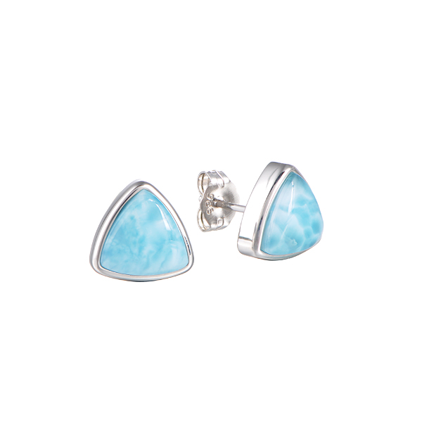 Sterling Silver Larimar Trillion Cut Stud Earrings