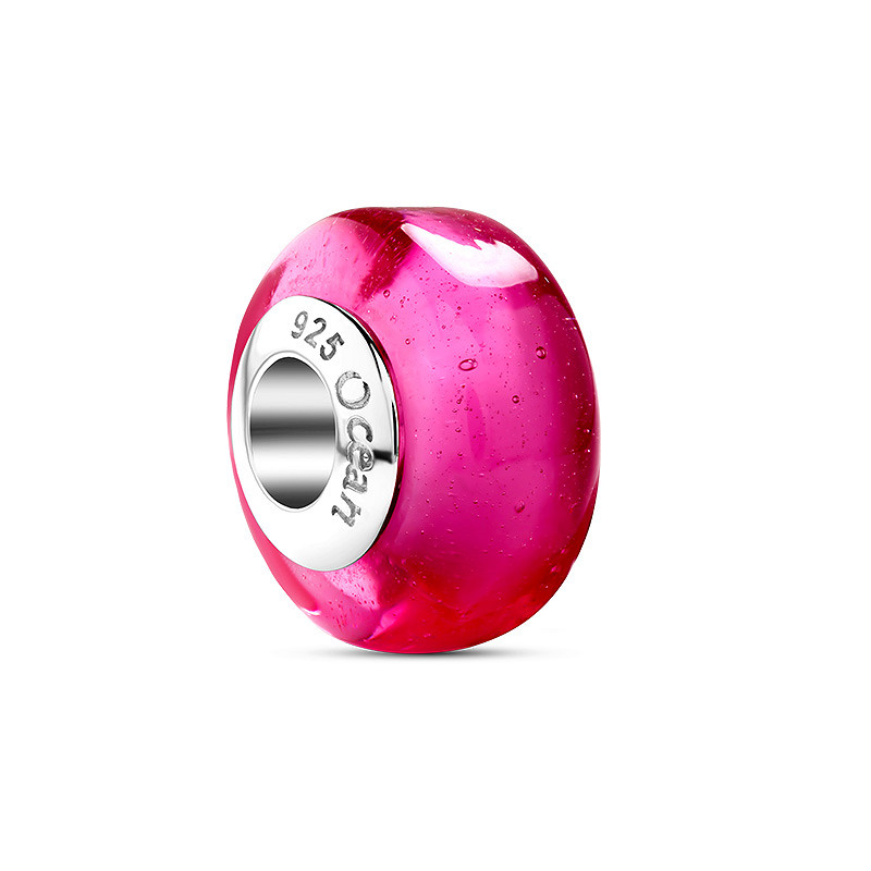 Ocean - Sterling Silver - Fuschia Bead Charm