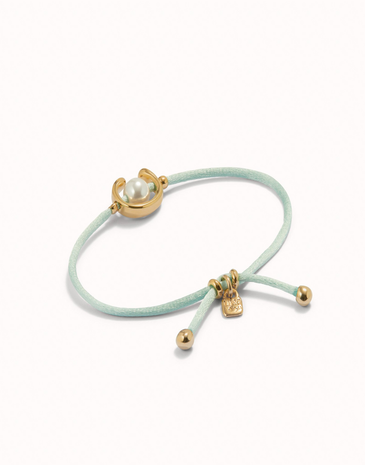Uno de 50 - 18K Gold Plated Blue Green Thread Pearl Bracelet