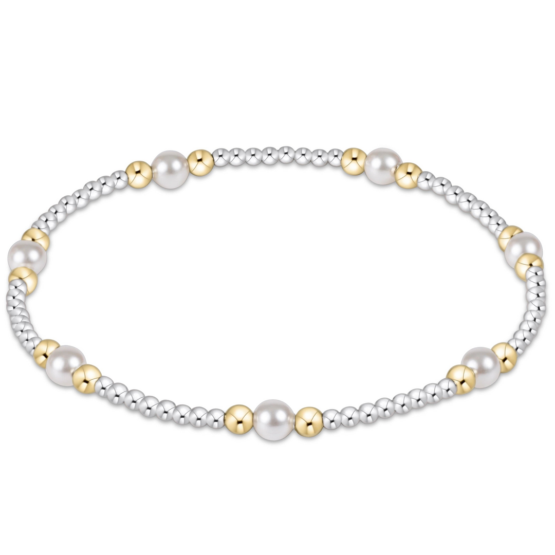 enewton - Beaded Bracelet "Purpose Pearl" - 4mm - Mixed Metal Mixed Metal Bracelet (Standard 6.25")