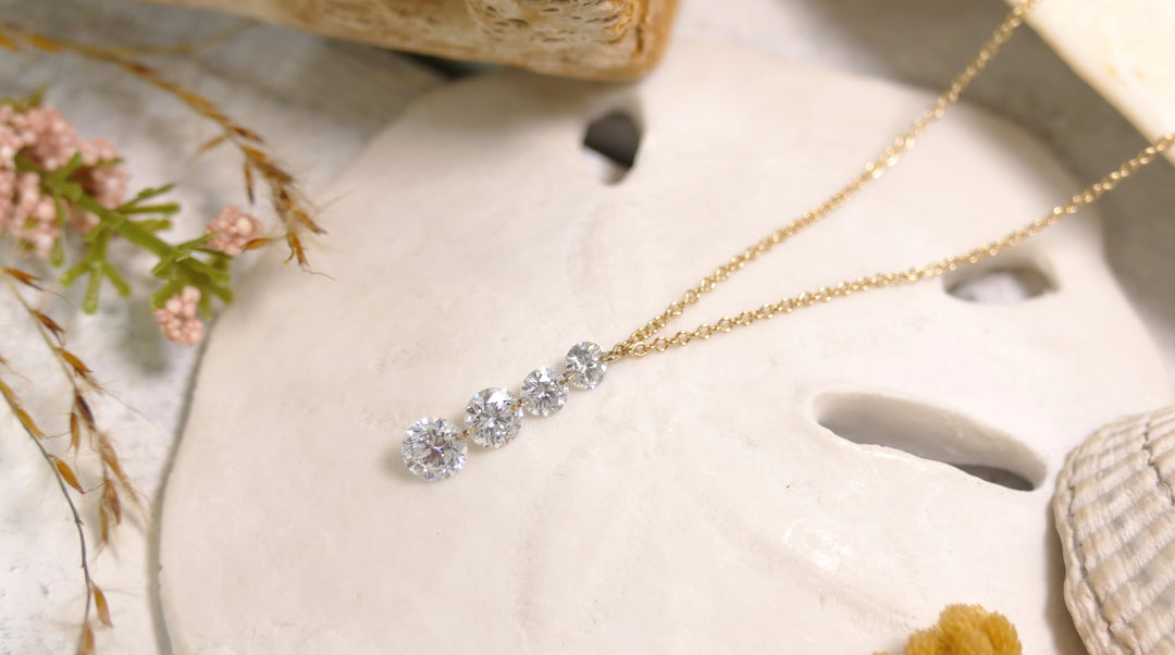 14k Yellow Gold Drilled Round 1 CTTW Lab Diamond Pendant