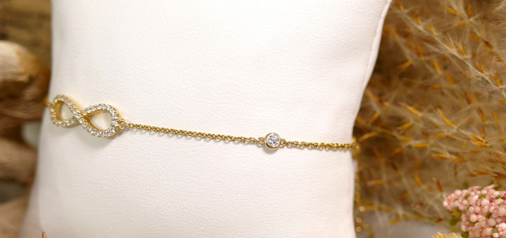 14k Yellow Gold Infinity .28ct Diamond Chain Bracelet