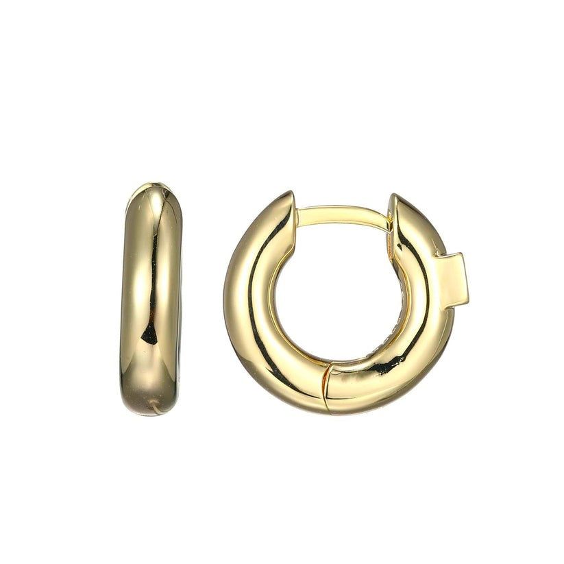 Elle - Sterling Silver - 18K Gold Plated "Simpatico" 12mm Hoop Earrings