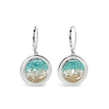 Dune - Sterling Silver - Neptune Turquoise Round Lever Back Ocean City Beach Sand Earrings