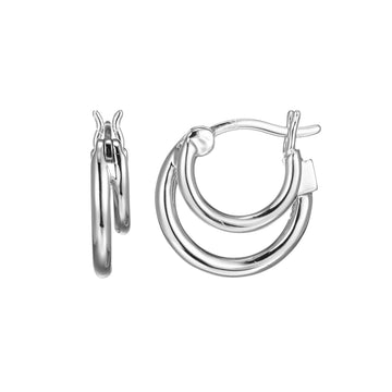 SS RHOD SMALL DOUBLE HOOP