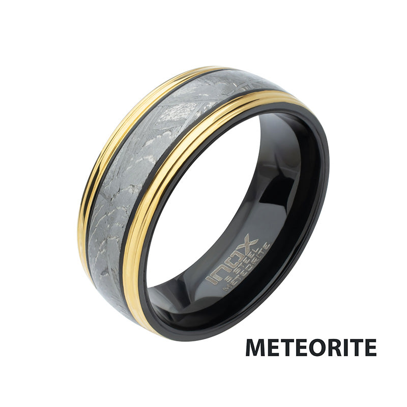 18Kt Gold IP Steel Edge Black