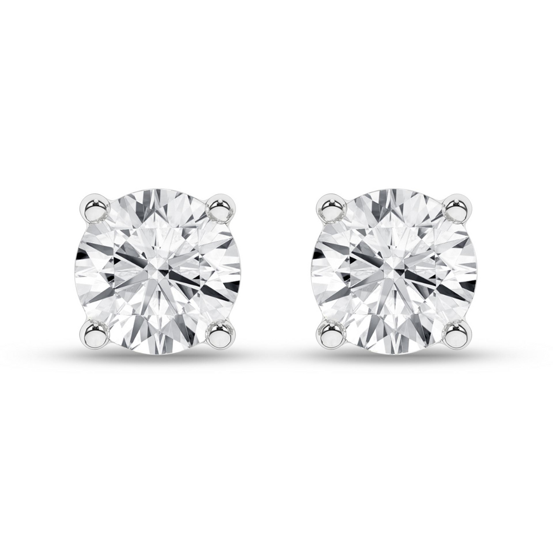 14k White Gold 1ctw Lab Grown Diamond Solitaire Stud Earrings