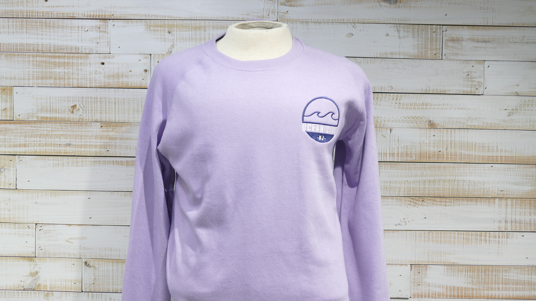 Long Sleeve Crew Neck Wave Patch Sweatshirt - Lilac