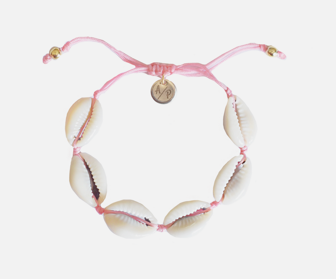 Adriana Pappas - Brass - 14K Gold Filled - Cantaloupe Color - Beaded Cord Shell Bracelet
