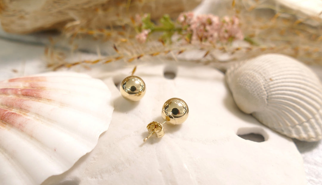 14k Yellow Gold 7mm Polished Ball Stud Earrings