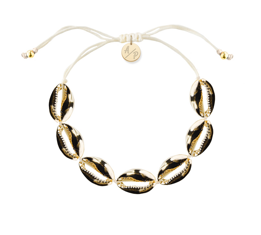 Adriana Pappas - Brass - 14K Gold Plated - Ivory - Cord Shell Bracelet - Adjustable
