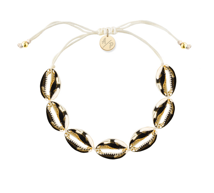 Adriana Pappas - Brass - 14K Gold Plated - Ivory - Cord Shell Bracelet - Adjustable