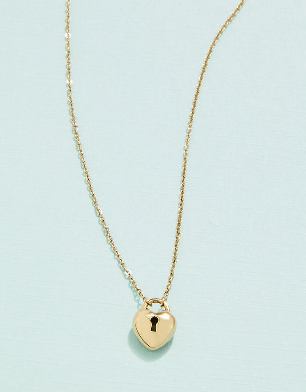 Stainless Steel 14K Gold Plated 7mm Heart Necklace
