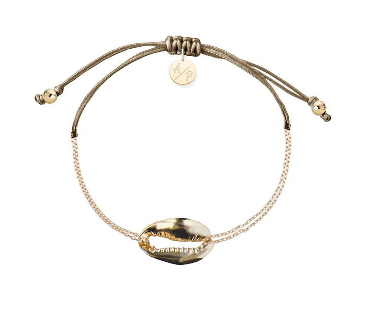 Adriana Pappas - - 14K Gold Filled - Metallic - Cappuccino Cord Chain Shell Bracelet - Adjustable