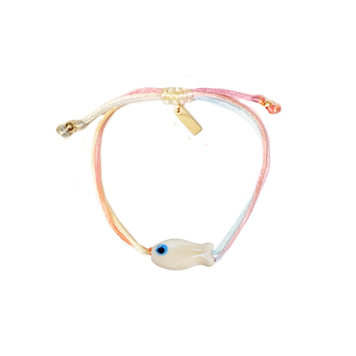 Adriana Pappas - Ceramic - 14K Gold Filled Ivory Cord Fish Bracelet - Adjustable