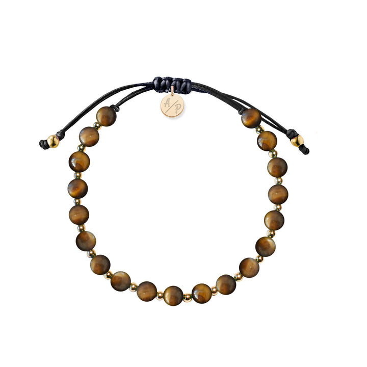 Adriana Pappas - - 14K Gold Filled - Men's - Tiger's Eye Beaded Cord Bracelet