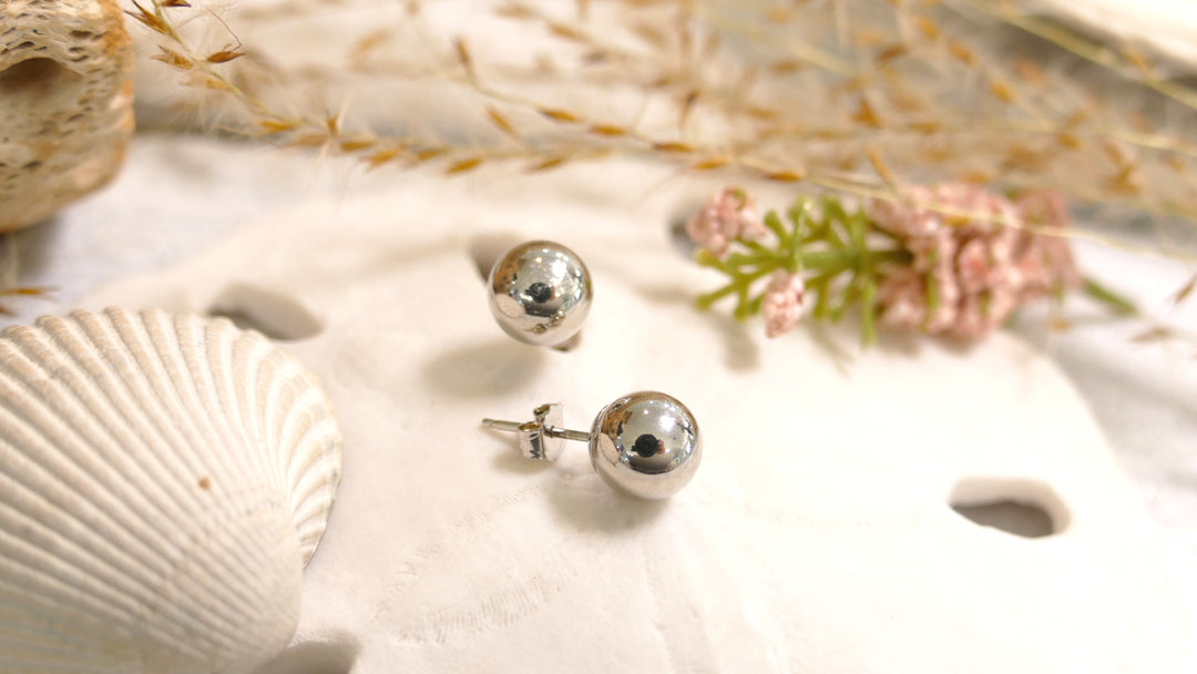 14k White Gold 7mm Ball Stud Earrings