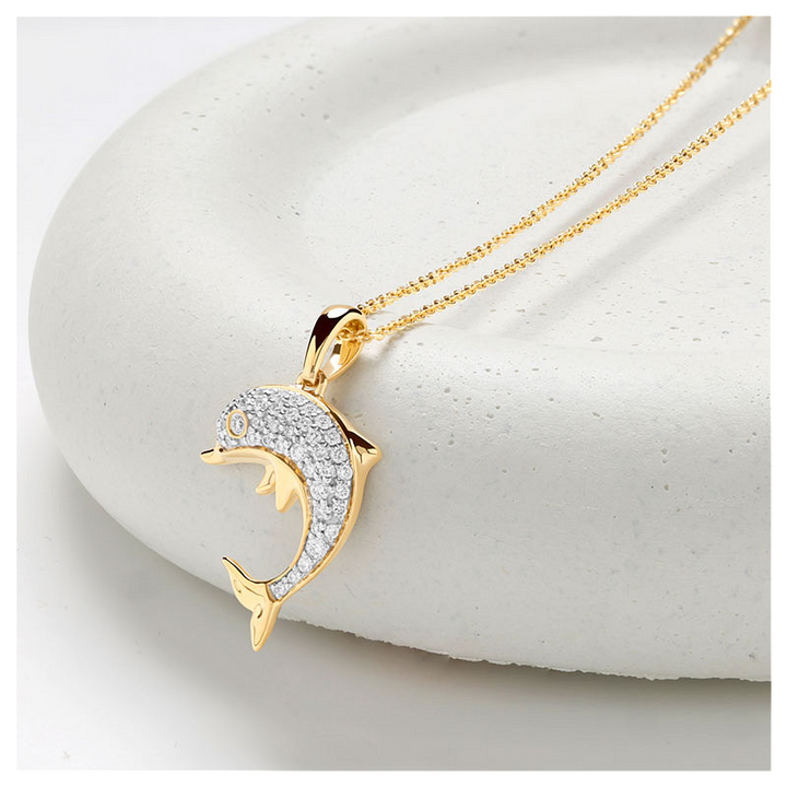 14kt Gold Lab Diamond Dolphin