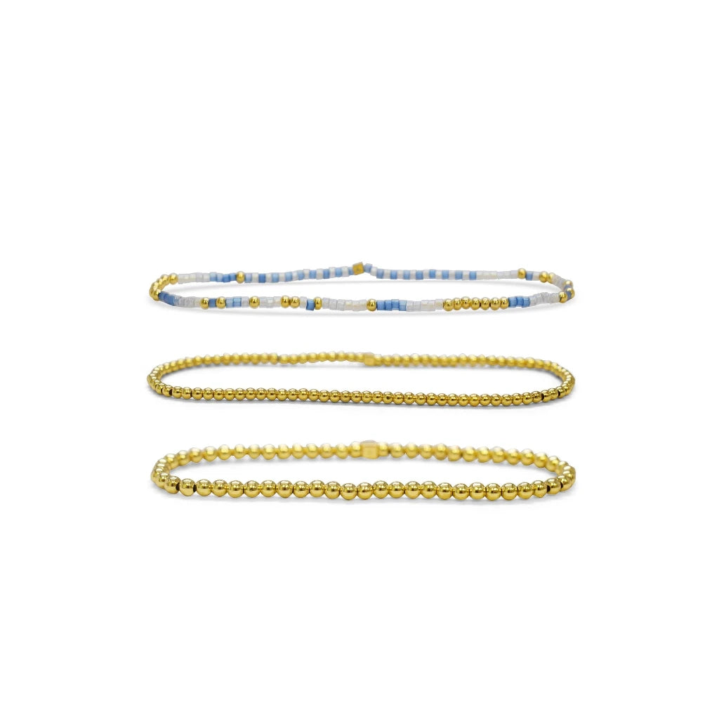 Stia Couture - - Gold "This Too Shall Pass" Tila Bead Morse Code Stretch Bracelet