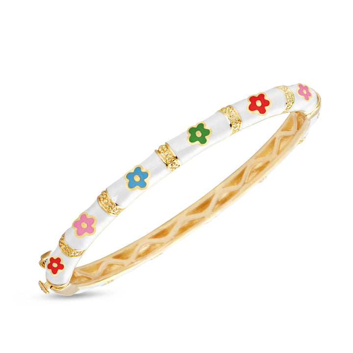 bamboo flower bangle-white