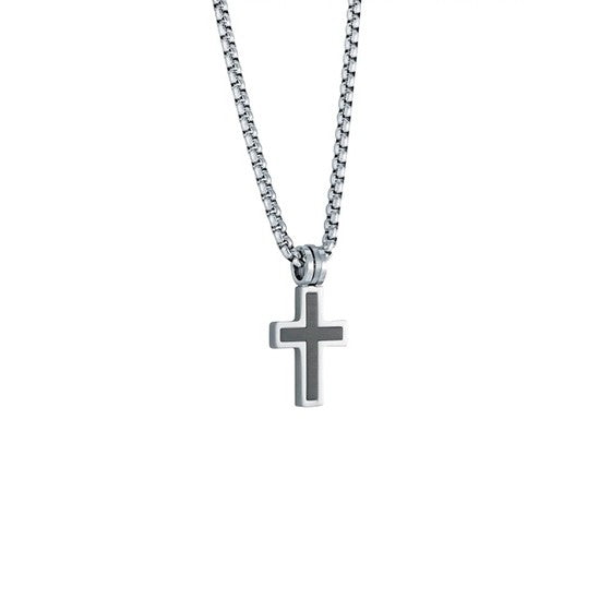 Italgem Steel - Black IP S. Steel Brushed Cross Chain