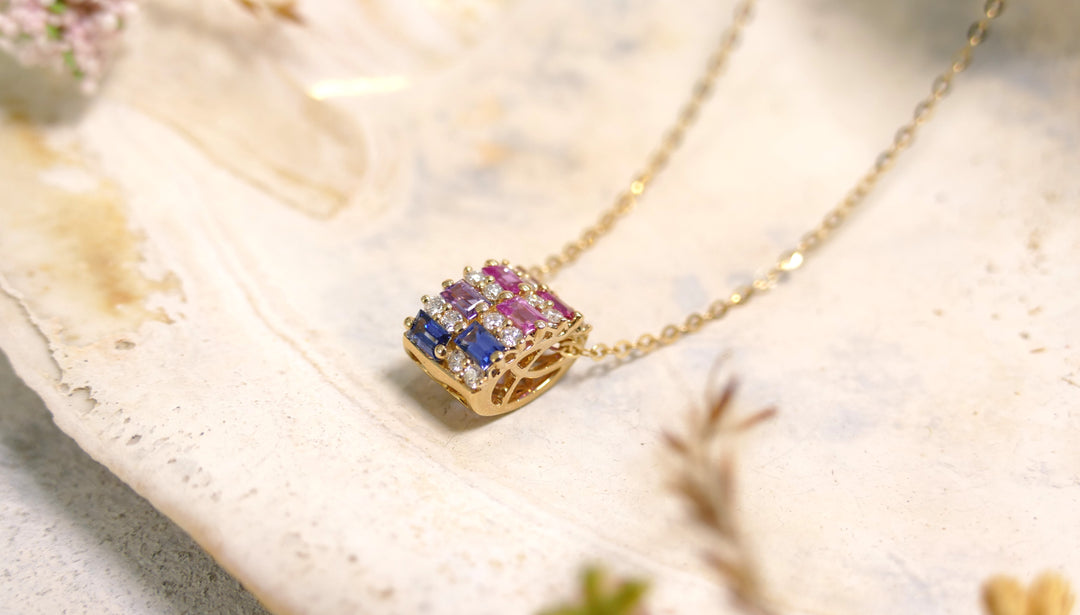 14k Yellow Gold Diamond 0.18ct - Multi Stone 0.63ct - Necklace
