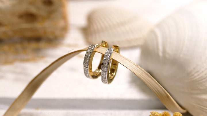 Dune - 14k - Yellow Gold 10mm Natural Diamond Hoop Earrings