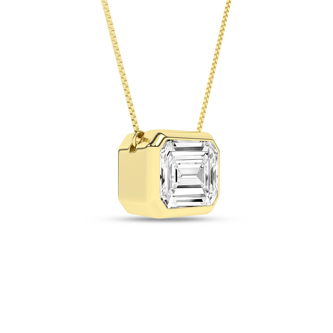 14k Yellow Gold Bezel 1.00ct Lab Diamond Pendant