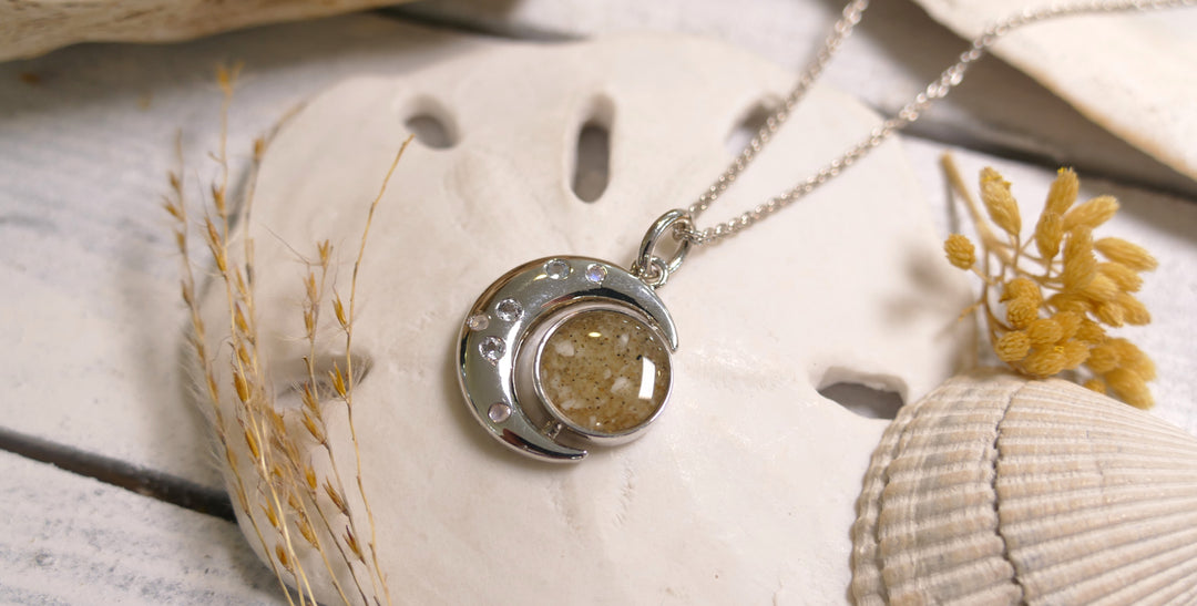 Dune - Sterling Silver - "New Moon" Crystal Ocean City Beach Sand Necklace