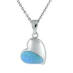 SS Half Larimar Heart Pendant