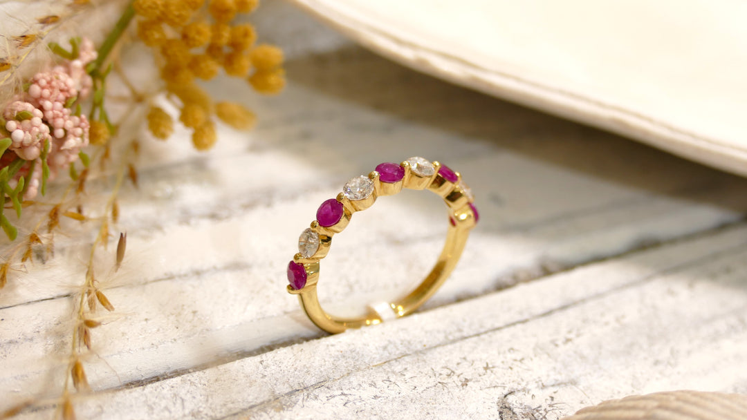 14k Yellow Gold Ruby 1.25ct Natural Diamonds Ring (Size 6)