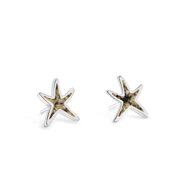 Dune - Sterling Silver - Delicate Starfish 12mm Star Stud Ocean City Beach Sand Earrings