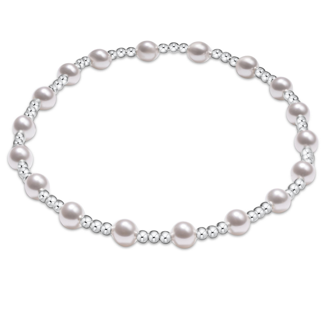 enewton - 14k gold-filled - Silver Sincerity Pattern 4MM Beaded Pearl Bead Bracelet