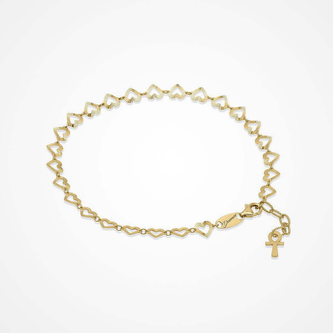 Desmos - Sterling Silver - 18K Gold Plated Heart Anklet 9"
