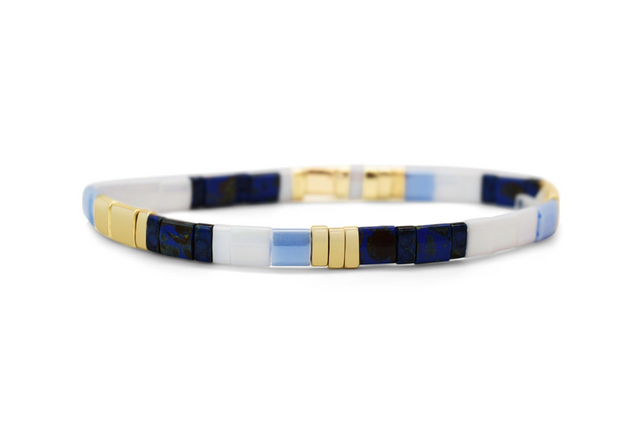 Stia Couture - - Gold "Congrats" Tila Bead Stretch Bracelet