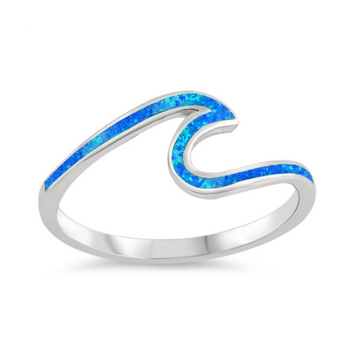 SS Blue Opal Wave Ring 7