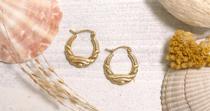 14k Yellow Gold Wave Twist Hoop Earrings