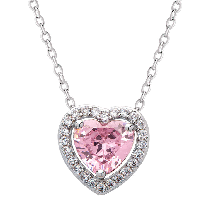 Pink CA Heart Halo Necklace SS