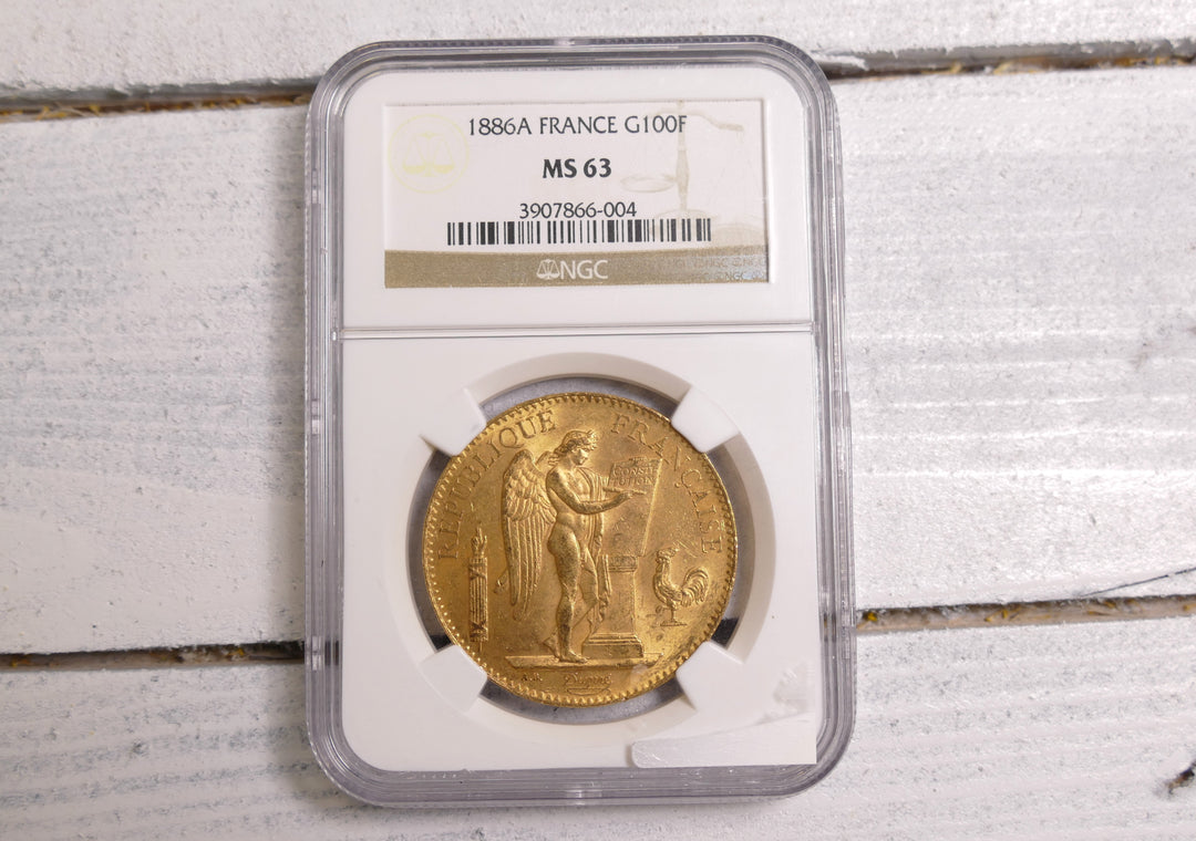 1886 FRENCH 100 FRANCS A Mint MS63