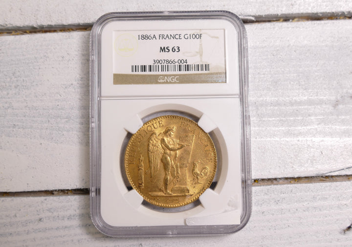 1886 FRENCH 100 FRANCS A Mint MS63
