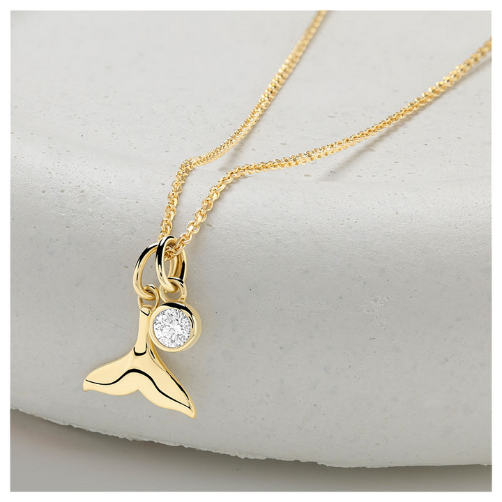 14kt Gold Lab Diamond Whale Ta