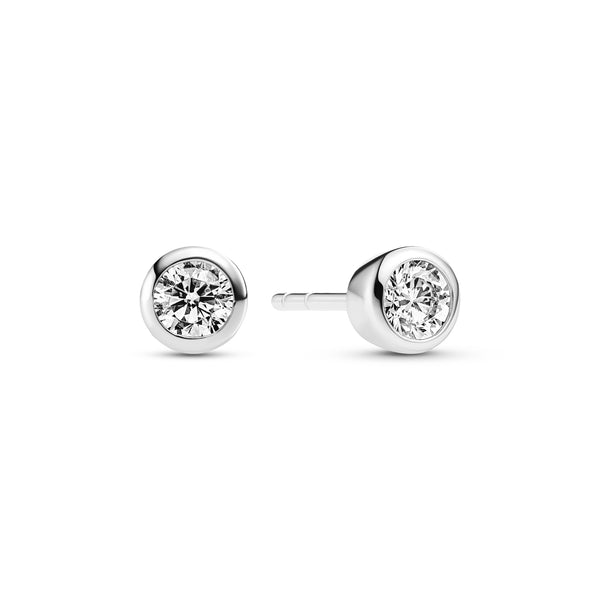 Sif Jakobs - Sterling Silver - Silver "Sardinien Uno" Round Cubic Zirconia Stud Earrings