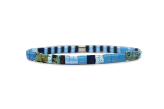 Skylar Paige Tila Bead Silver Morse Code Multicolor Stretch Bracelet