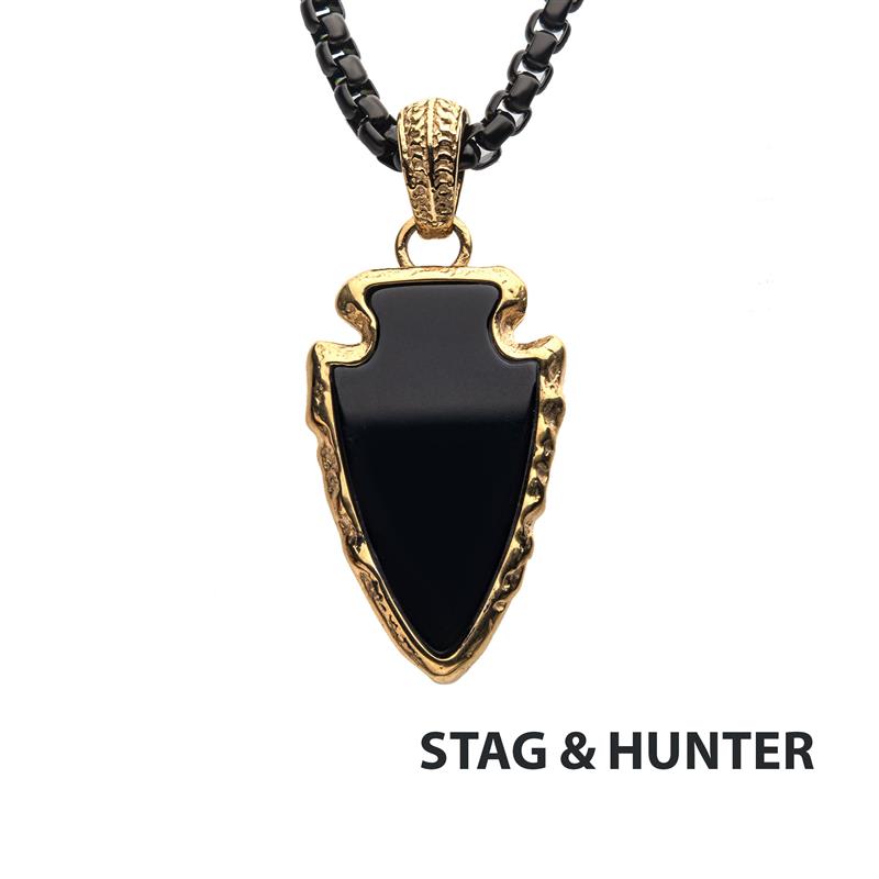 Black Agate Stone with Gold IP
