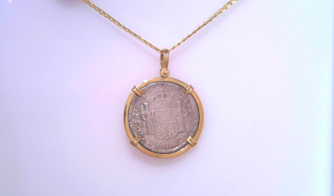 El Cazador shipwreck 2 reale coin necklace