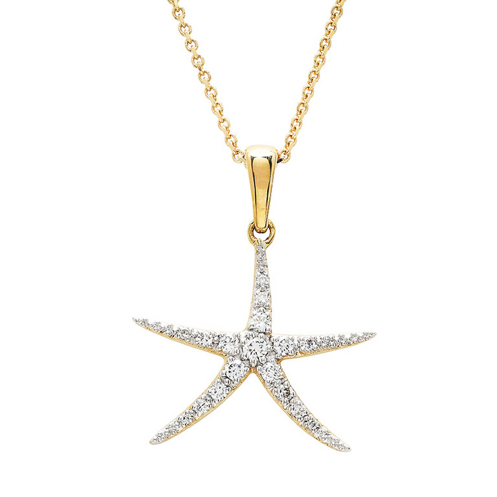 Ocean - 14k - Yellow Gold Lab Grown Diamond Starfish Necklace