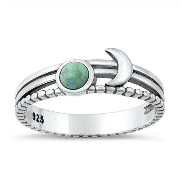 SS Layered Moon with Turquoise