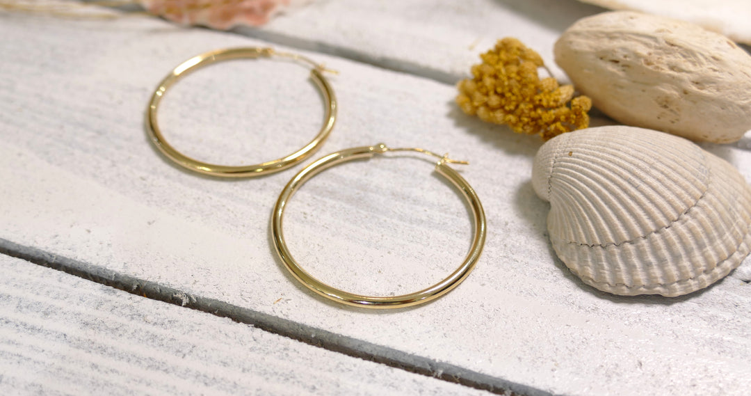 14k Yellow Gold Polished Hoop Earrings